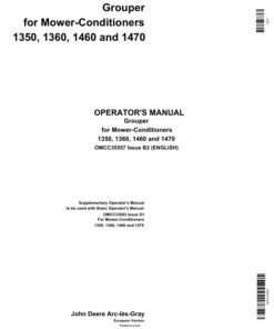 John Deere Grouper Attachment for 1350, 1360, 1460 & 1470 Mower-Conditioners Operator's Manual (OMCC35557)