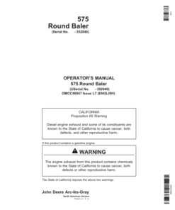 John Deere 575 Round Balers Operator's Manual (OMCC40847)