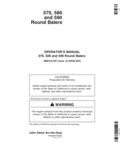 John Deere 570, 580 & 590 Round Balers Operator's Manual (OMCC41367)