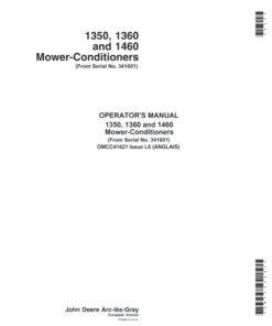 John Deere 1350, 1360, 1460 Mower-Conditioners Operator's Manual (OMCC41621)