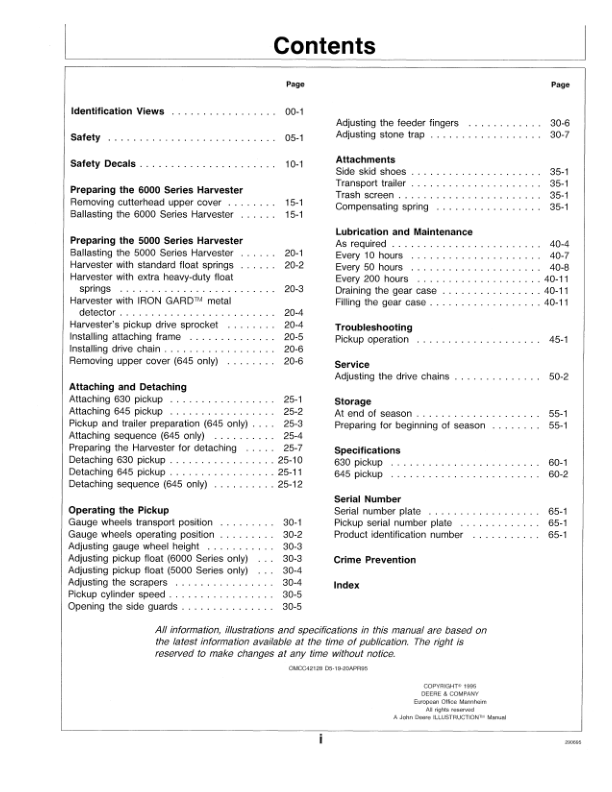 John Deere 630, 645 Windrow Pickup Operator's Manual (OMCC42128) - Image 2