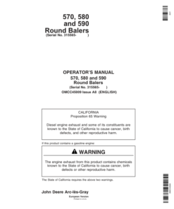 John Deere 570, 580, 590 Round Balers (315565-) Operator's Manual (OMCC45009)