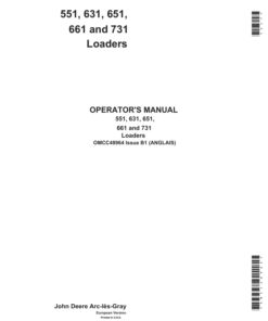 John Deere 551, 631, 651, 661 & 731 Front Loaders Operator's Manual (OMCC48964)