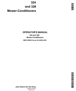 John Deere 324 & 328 Mower Conditioners (Side Mounted) Operator's Manual (OMCC49842)