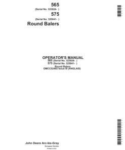 John Deere 565 & 575Round Balers Operator's Manual (OMCC52492)