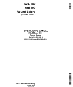 John Deere 570, 580 & 590 Round Balers Operator's Manual (OMCC53445)