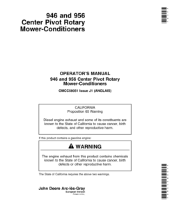 John Deere 946 & 956 Center Pivot Rotary Mower-conditioners Operator's Manual (OMCC58051)