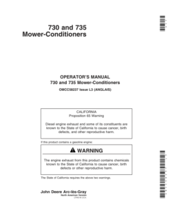 John Deere 730, 735 Mower Conditioner Operator's Manual (OMCC58237)