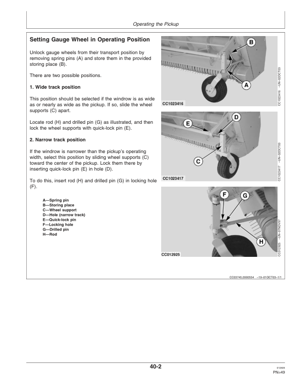 John Deere 630B, 640B, 645B Windrow Pickups (-106482) Operator's Manual (OMCC58327) - Image 2
