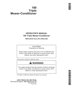 John Deere 190 Triple Mower-Conditioners Operator's Manual (OMCC58335)