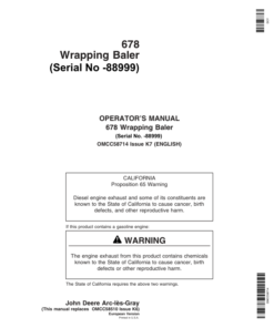 John Deere 678 Wrapping Baler Operator's Manual (OMCC58714)