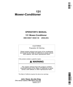 John Deere 131 Mower Conditioner Operator's Manual (OMCC58837)