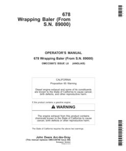 John Deere 678 Wrapping Baler Operator's Manual (OMCC58872)