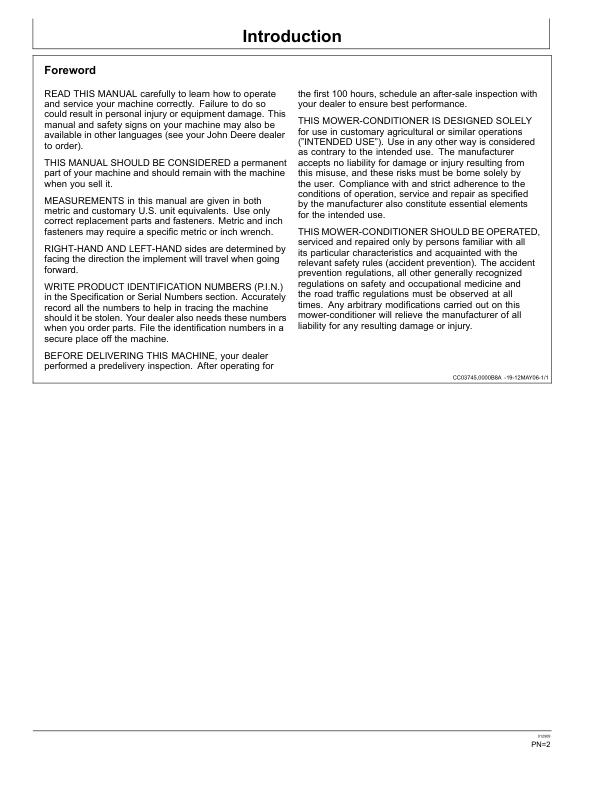 John Deere 488 Mower Conditioners Operator's Manual (OMCC58893) - Image 2