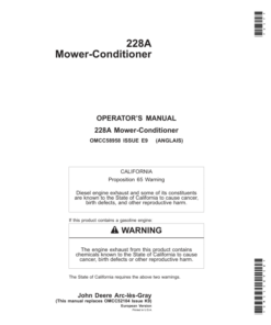 John Deere 228A Mower-Conditioner Operator's Manual (OMCC58958)