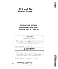 John Deere 623 & 644 Round Balers Operator's Manual (OMCC58996)