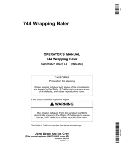 John Deere 744 Wrapping Baler Operator's Manual (OMCC59047)
