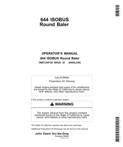 John Deere 644 ISOBUS Round Baler Operator's Manual (OMCC59158)
