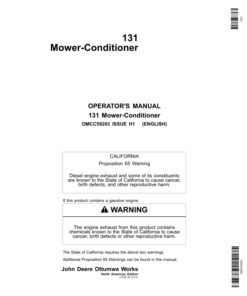 John Deere 131 Mower Conditioner Operator's Manual (OMCC59203)