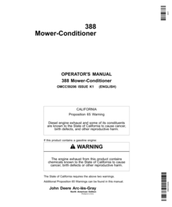 John Deere 388 Mower-Conditioner (North American) Operator's Manual (OMCC59206)