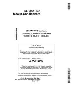 John Deere 530 & 535 Mower Conditioners Operator's Manual (OMCC59342)