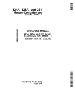 John Deere 324A, 328A & 331 Mower-Conditioners (Worldwide Edition) Operator's Manual (OMCC59974)