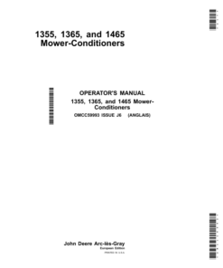 John Deere 1355, 1365 & 1465 Mower-Conditioners (European Edition) Operator's Manual (OMCC59993)