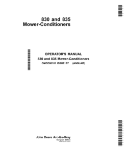 John Deere 830 & 835 Mower-Conditioners Operator's Manual (OMCC60101)