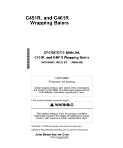 John Deere C451R, C461R Wrapping Balers Operator's Manual (OMCC60922)