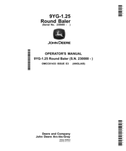 John Deere 9YG-1.25 Round Baler (China Edition) (230000-) Operator's Manual (OMCC61433)
