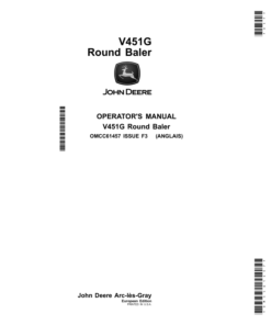 John Deere V451G Round Baler (European Edition) Operator's Manual (OMCC61457)