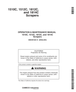 John Deere 1510C (001223-), 1512C (001000-), 1812C (001810-), 1814C (001162-) Carry-All Scrapers Operator's Manual (OMCM1020)