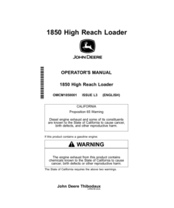 John Deere 1850 High Reach Loader (060236-) Operator's Manual (OMCM1850001)