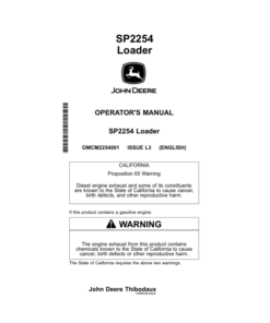 John Deere 2254 Sugarcane Loader North America (060210-110700) Operator's Manual (OMCM2254001)