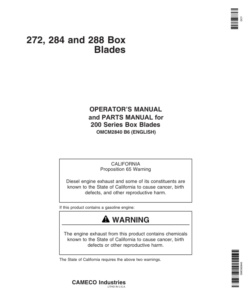 John Deere 272, 284, 288 Box Blades Operator's Manuals (OMCM2840)