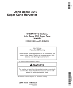 John Deere 3510 Sugar Cane Harvester (070301-) Operator's Manual (OMCM351022)