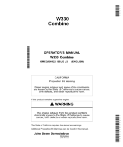 John Deere W330 Combine Commonwealth of Independent States Operator's Manual (OMCQ100122)
