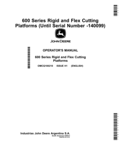 John Deere 625F, 630F, 635F (600 Series) Rigid, Flex Cutting Platforms (-140099) (South American Edition) Operator's Manual (OMCQ100210)