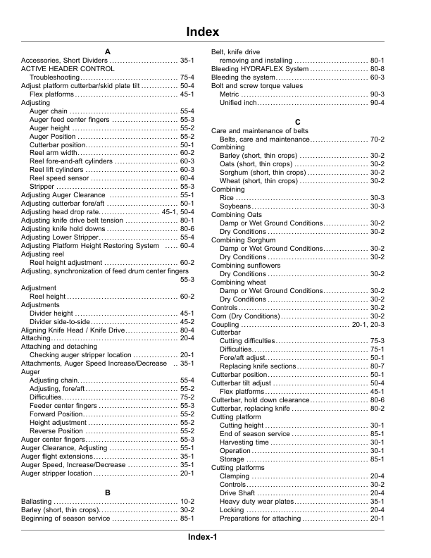John Deere 625F, 630F, 635F (600 Series) Rigid, Flex Cutting Platforms (-140099) (South American Edition) Operator's Manual (OMCQ100210) - Image 2