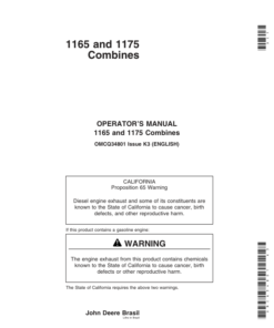 John Deere 1165, 1175 Combine Operator's Manual (OMCQ34801)