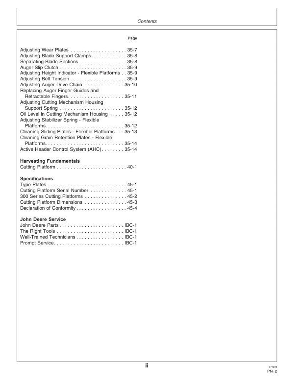 John Deere 312, 314, 316, 319, 323 Cutting Platforms Operator's Manual (OMCQ39851) - Image 2