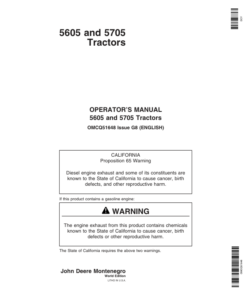 John Deere 5605, 5705 Tractor Operator's Manual (OMCQ51648)