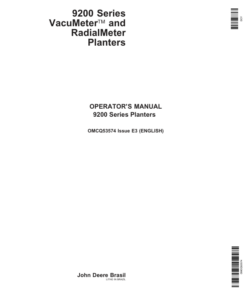 John Deere 9200 Series Vacu Meter & Radial Meter Planters Operator's Manual (OMCQ53574)