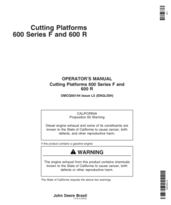 John Deere Plataformas de corte series 600 F y 600 R Operator's Manual (OMCQ56144)