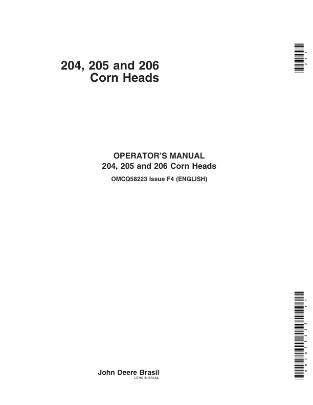 John Deere 204, 205, 206 Corn Heads Operator's Manual (OMCQ58223)