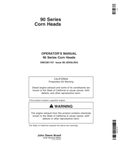 John Deere 692, 891, 892, 894, 995, 1092, 1290, 1293, 1295 (90 Series) Corn Heads Operator's Manual (OMCQ61107)