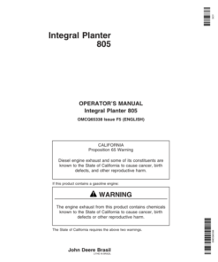 John Deere 805 Integral Planter Operator's Manual (OMCQ65338)
