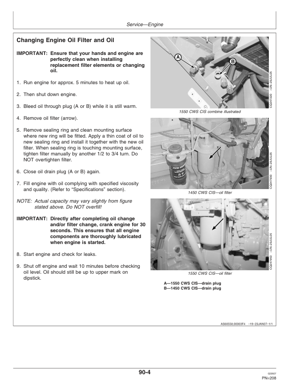 John Deere 1450CWS CIS, 1550CWS CIS Combine Operator's Manual (OMCQ70816) - Image 4