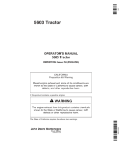 John Deere 5603 Tractor Operator's Manual (OMCQ72264)