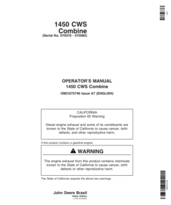John Deere 1450CWS Combine Operator's Manual (OMCQ72746)
